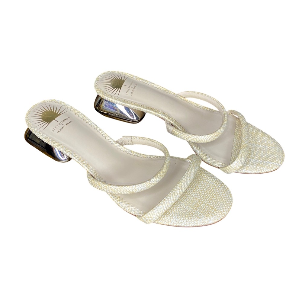 Antonio‎ Melani x Style by Simkins Birdie Banded Raffia Slide Sandals Cream 8